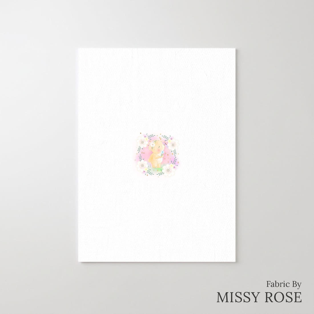 Design 572 Pastel Bear Panel – printed fabric panel with centred picture, custom printed to order | Fabric by Missy Rose