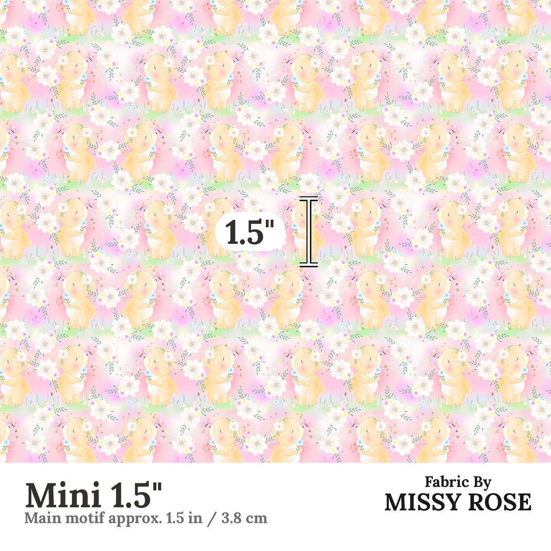 Design 572 Pastel Bear Fabric Mini 1.5" - print scale | Fabric by Missy Rose