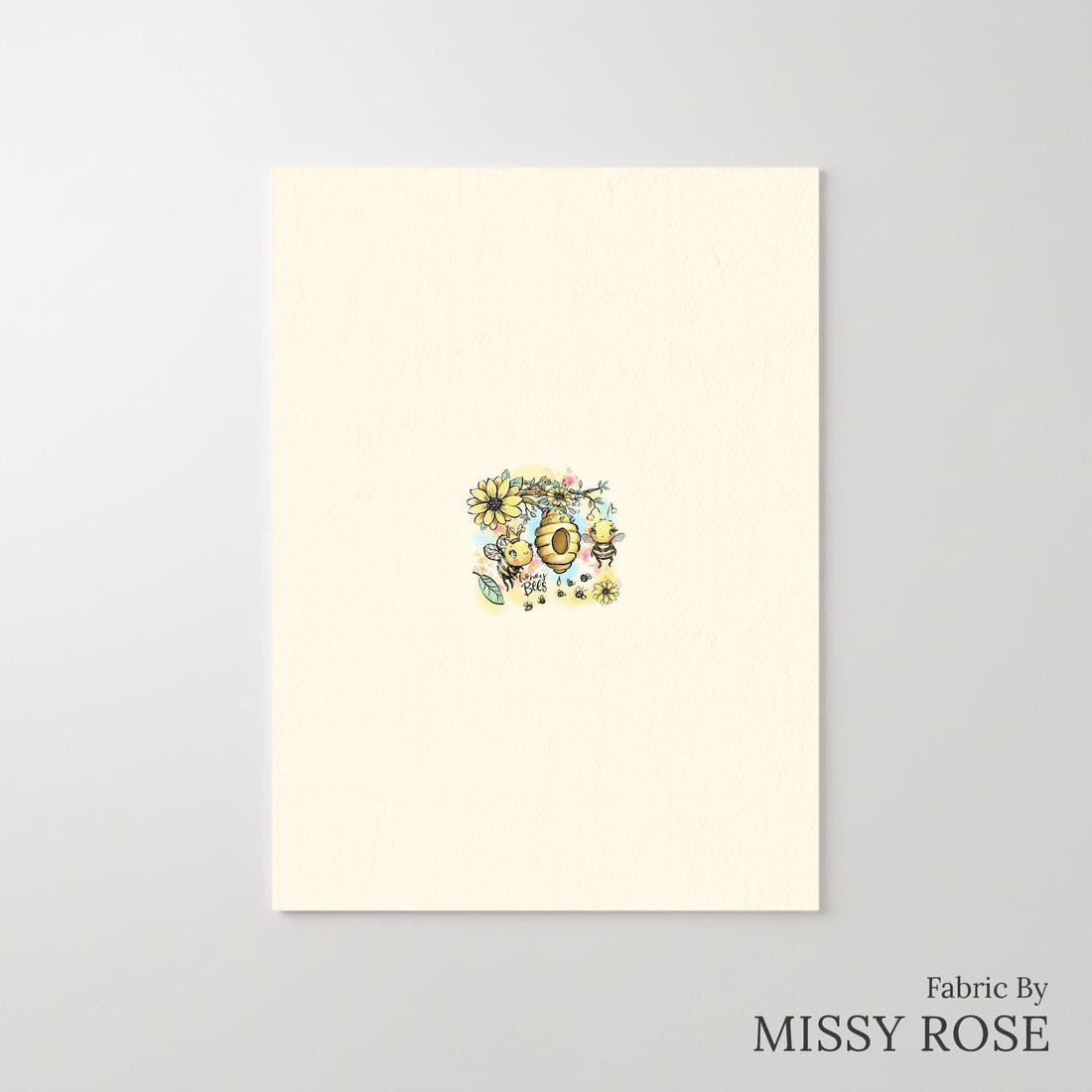Design 573 Yellow Bee Panel – printed fabric panel with centred picture, custom printed to order | Fabric by Missy Rose