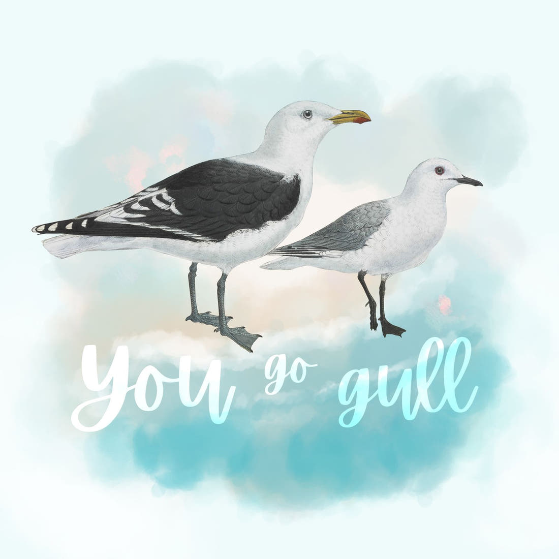Design 575 Seagull Panel – full artwork close-up of the printed picture | Fabric by Missy Rose