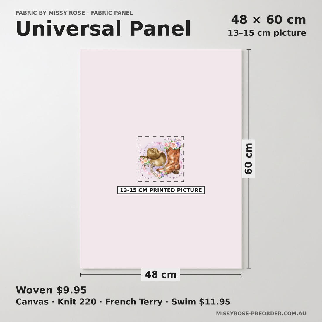 Design 576 Purple Cowgirl Panel universal panel sizing – 13–15 cm printed picture on 48 × 60 cm fabric | Fabric by Missy Rose