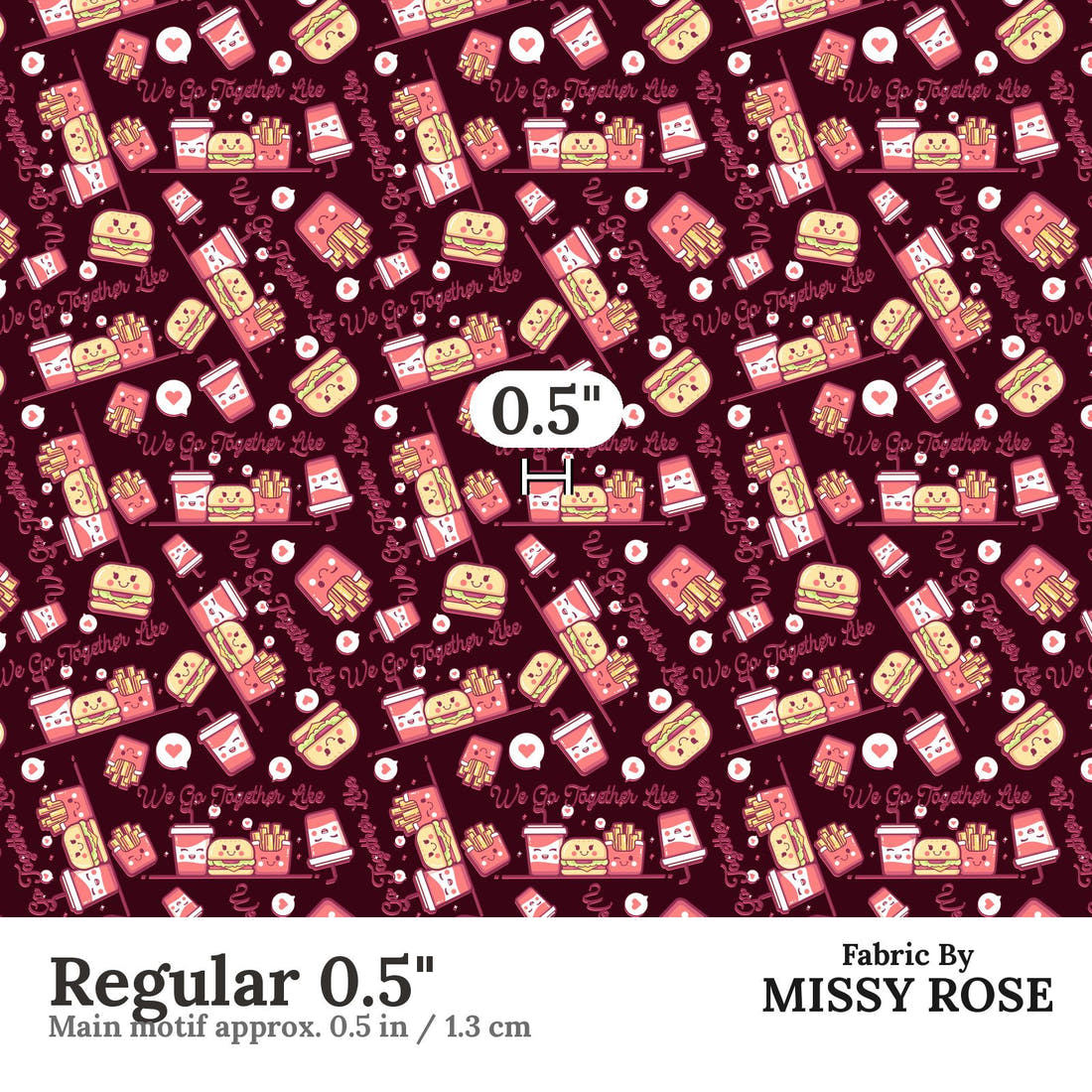 Design 577 Cute Foods Fabric Regular 0.5" - print scale | Fabric by Missy Rose
