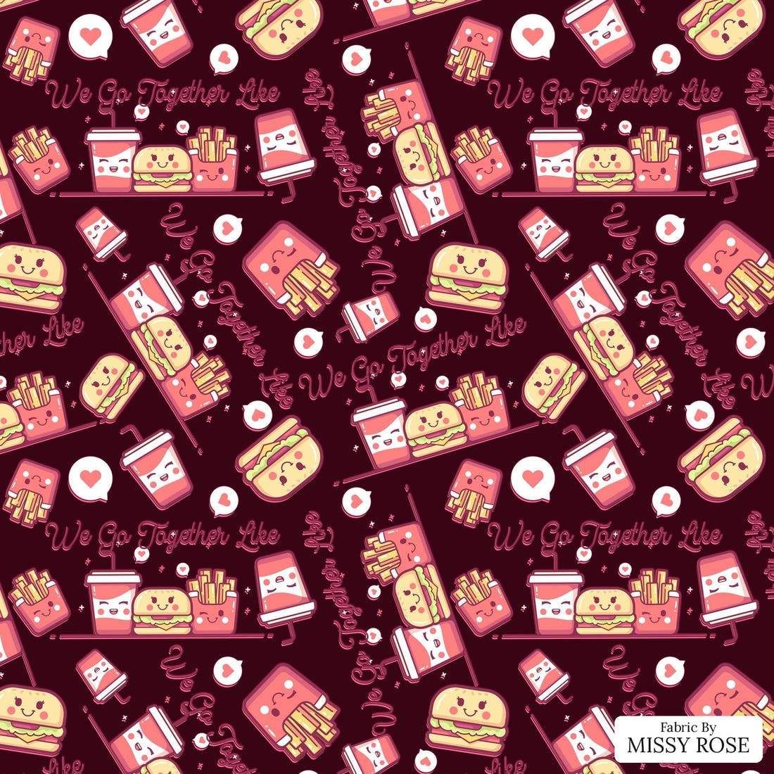 Design 577 Cute Foods Fabric - flat view of the print, zoom in for detail | Fabric by Missy Rose