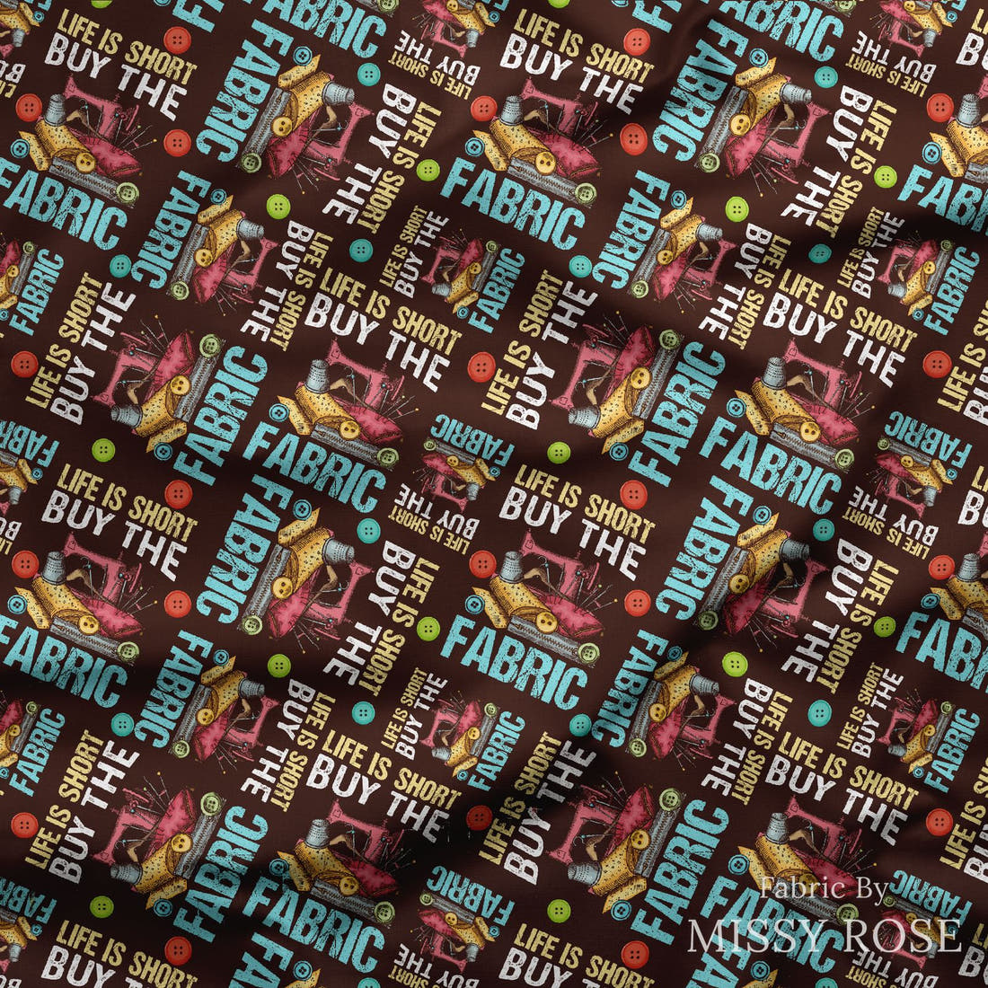 Design 578 Funny Sewing Fabric draped fabric mockup – custom printed fabric by the metre | Fabric by Missy Rose