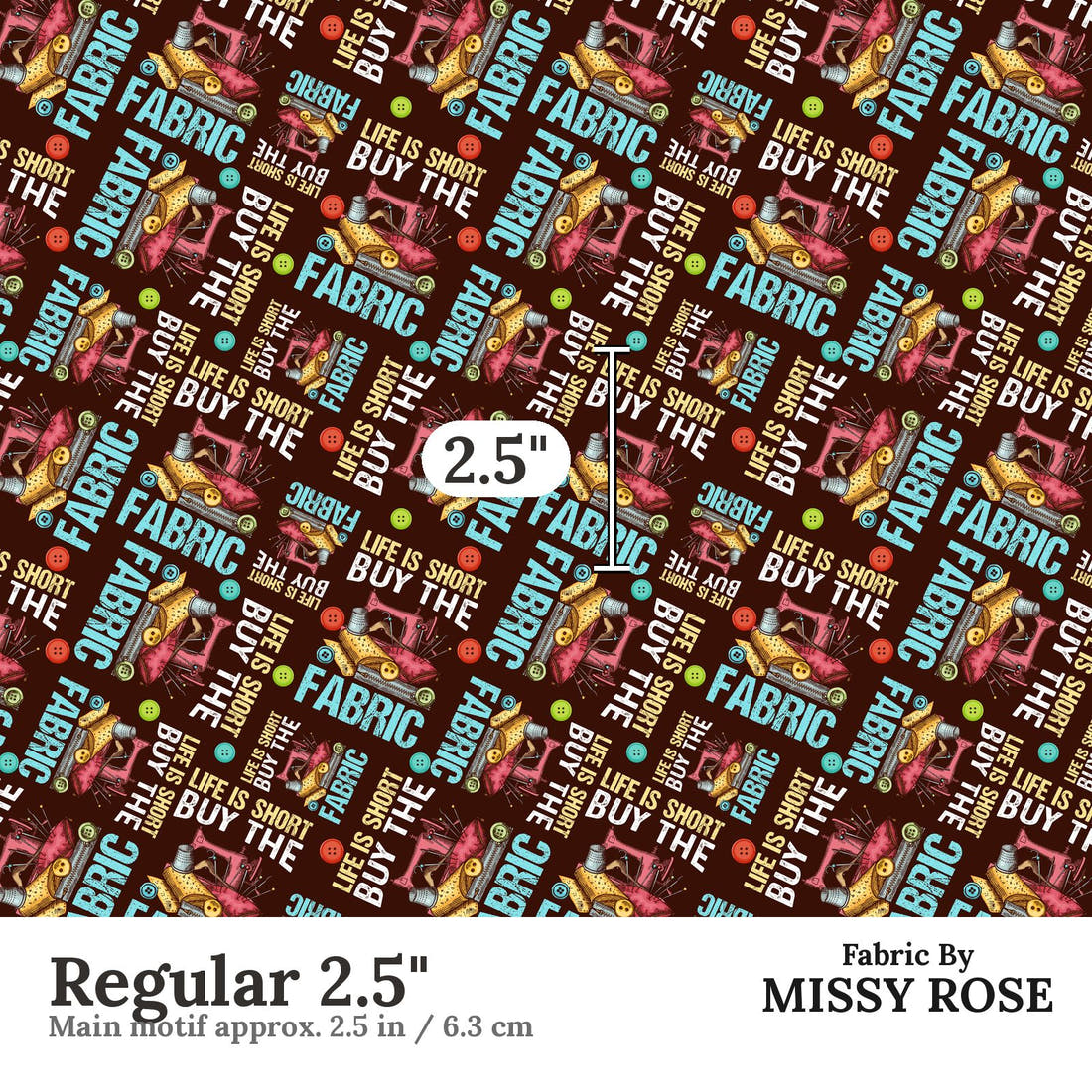 Design 578 Funny Sewing Fabric Regular 2.5" - print scale | Fabric by Missy Rose