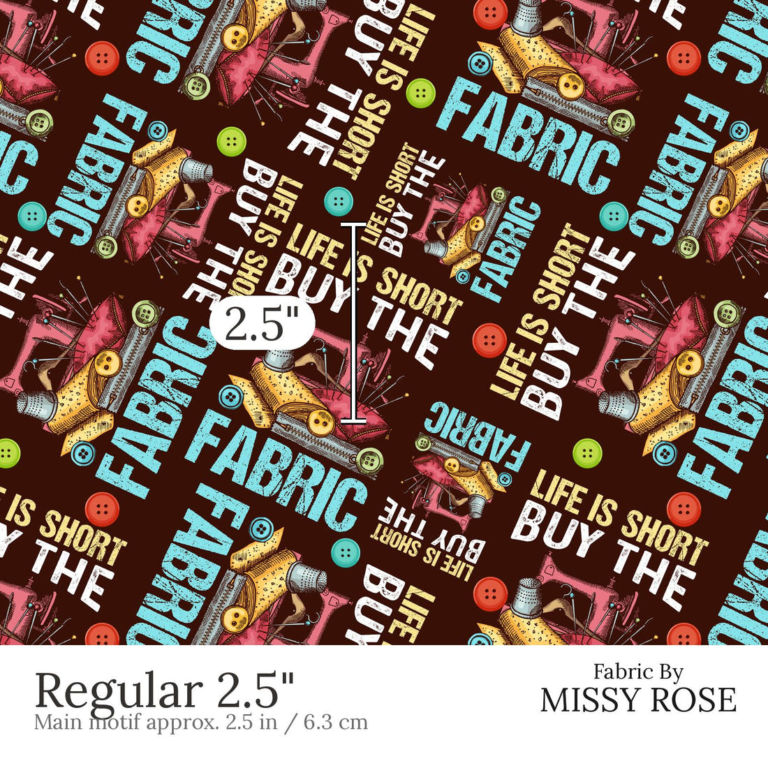 Design 578 Funny Sewing Fabric Regular 2.5 inch print scale guide | Fabric by Missy Rose