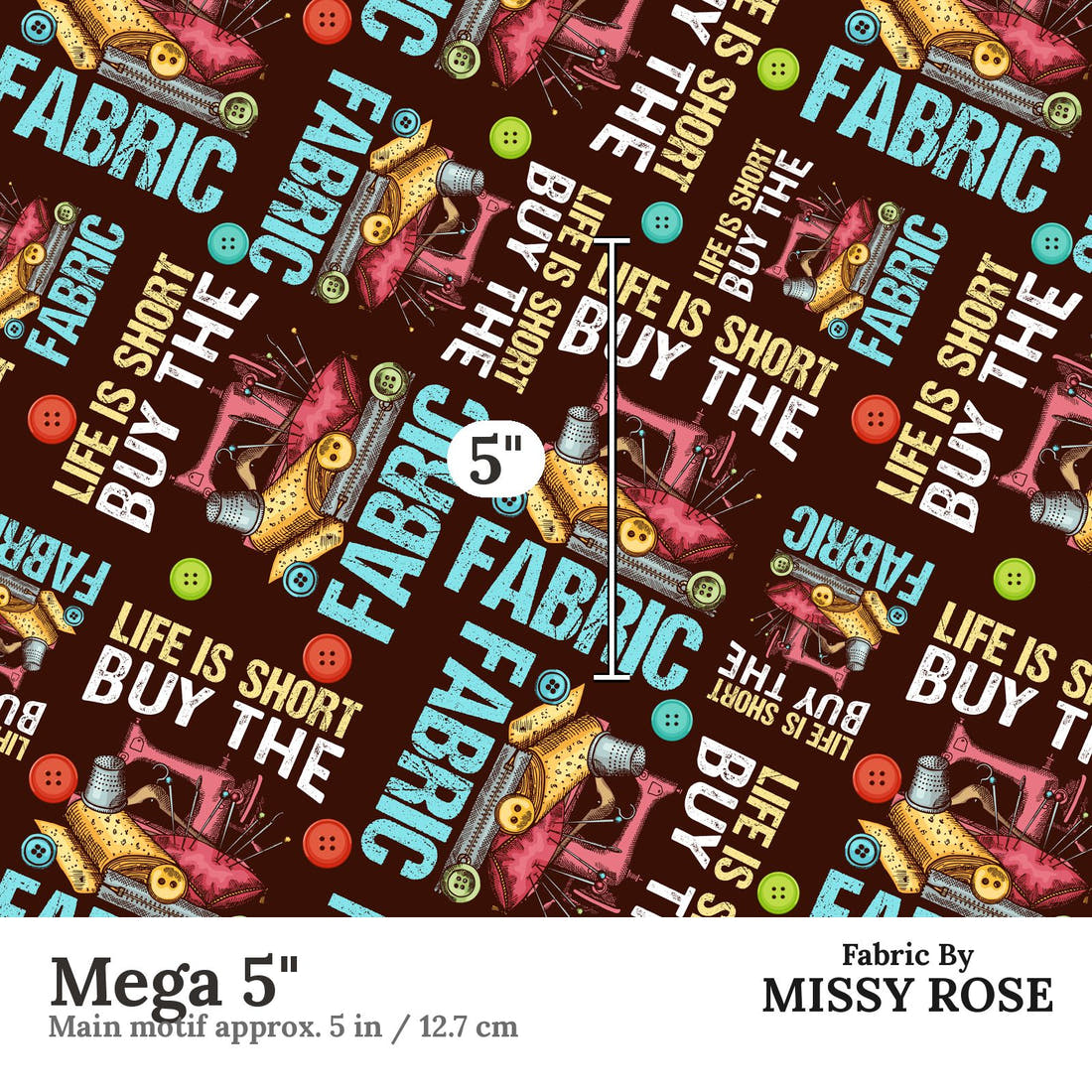 Design 578 Funny Sewing Fabric Mega 5" - print scale | Fabric by Missy Rose