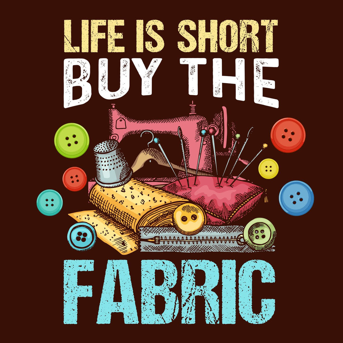Design 578 Funny Sewing Panel – full artwork close-up of the printed picture | Fabric by Missy Rose