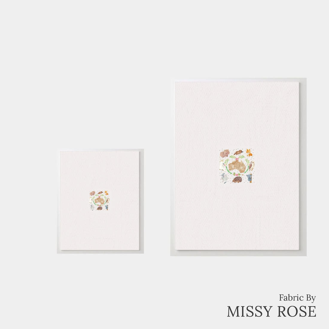 Design 579 Cute Australian Animals Panel – universal and adult panel sizes side by side | Fabric by Missy Rose