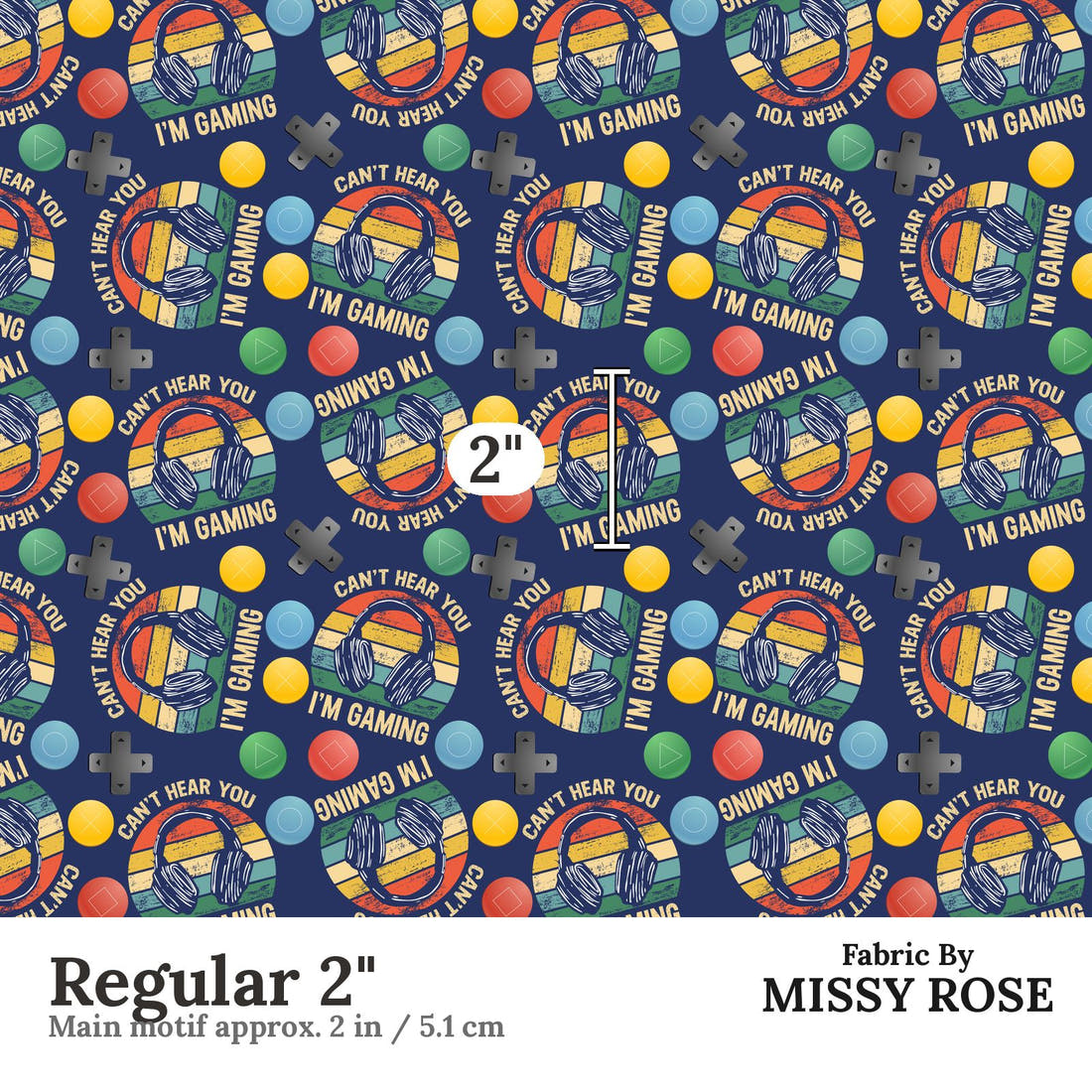 Design 58 Gaming Fabric Regular 2" - print scale | Fabric by Missy Rose