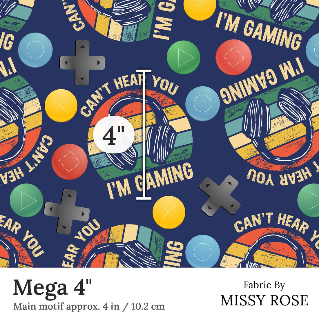 Design 58 Gaming Fabric Mega 4 inch print scale guide | Fabric by Missy Rose