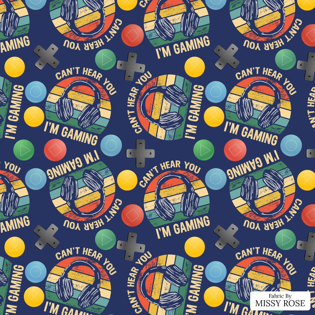 Design 58 Gaming Fabric - flat view of the print, zoom in for detail | Fabric by Missy Rose