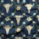 Design 580 - Navy Floral Bull Skull Fabric