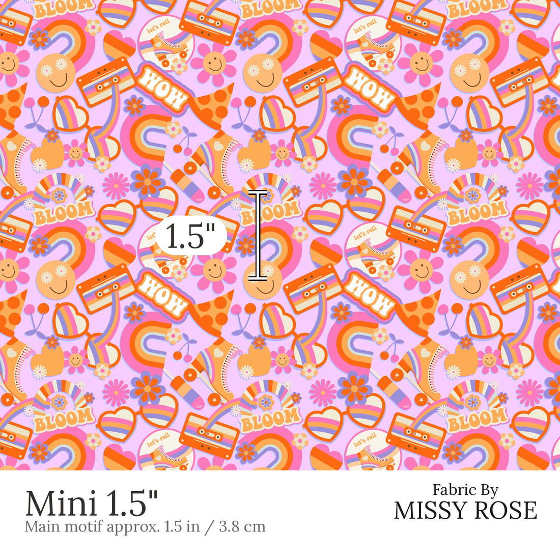 Design 581 Retro Fabric Mini 1.5 inch print scale guide | Fabric by Missy Rose