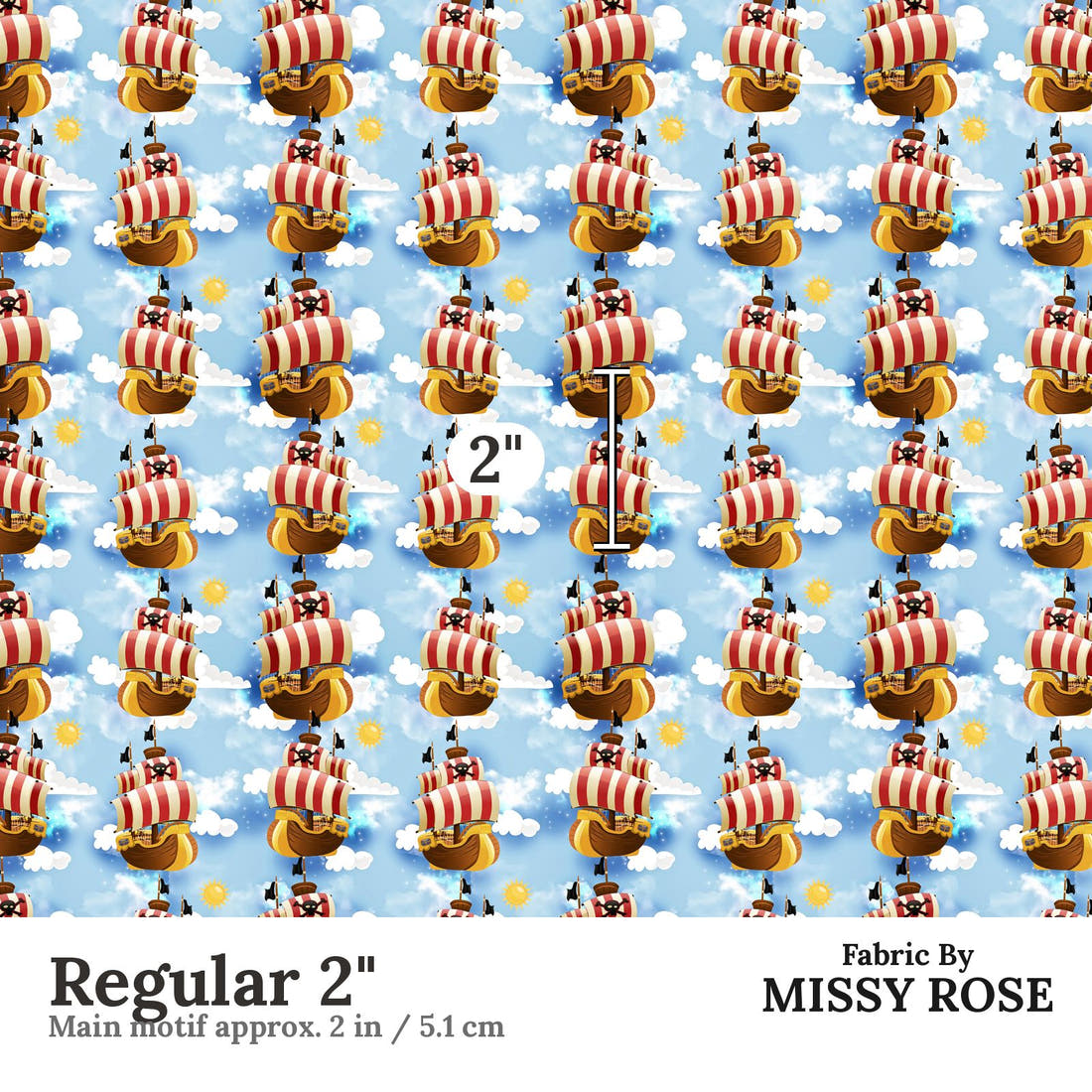 Design 582 Air Pirate Fabric Regular 2" - print scale | Fabric by Missy Rose