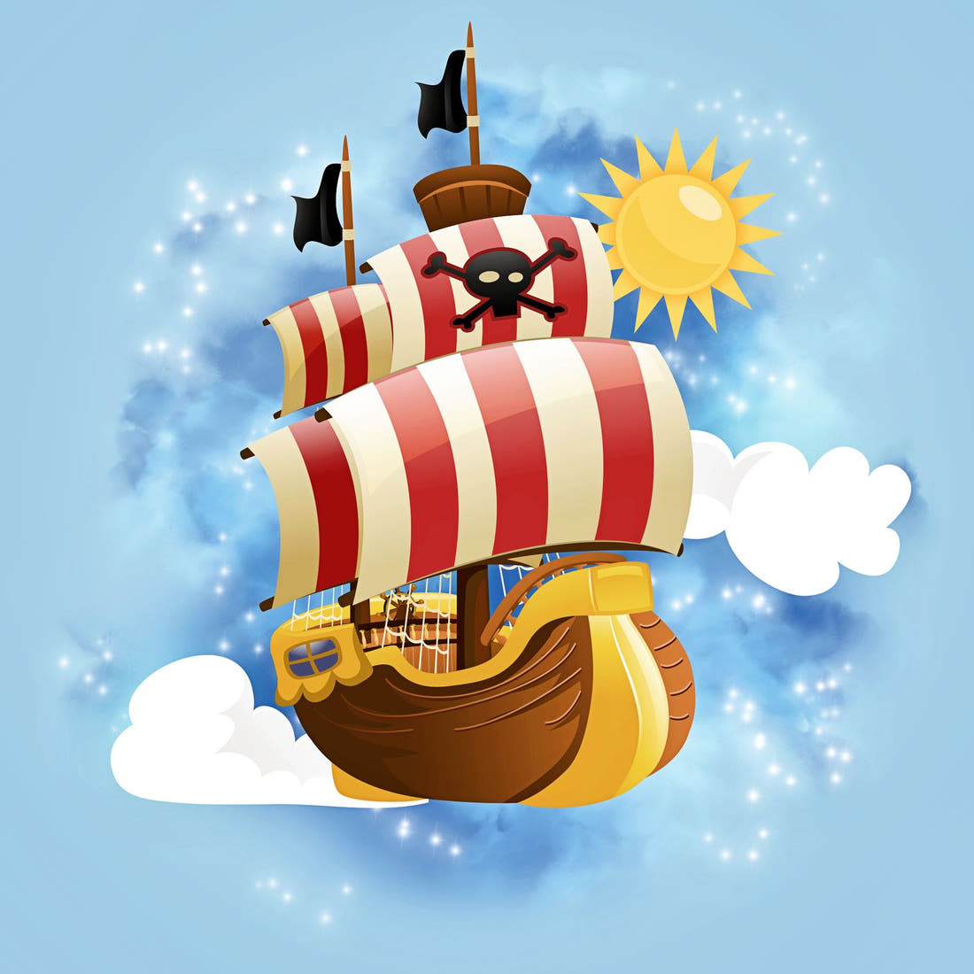 Design 582 Air Pirate Panel – full artwork close-up of the printed picture | Fabric by Missy Rose