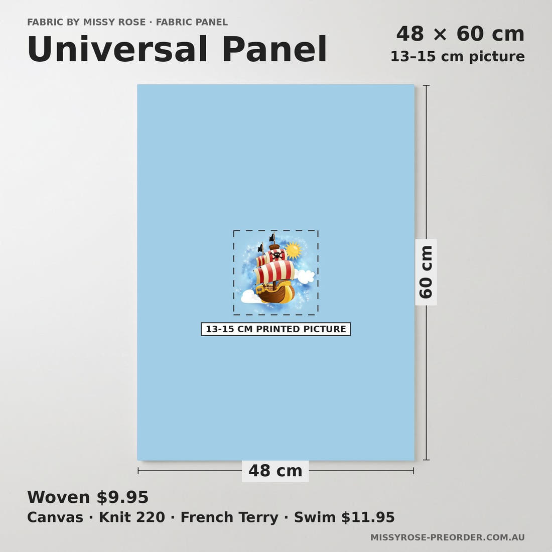Design 582 Air Pirate Panel universal panel sizing – 13–15 cm printed picture on 48 × 60 cm fabric | Fabric by Missy Rose
