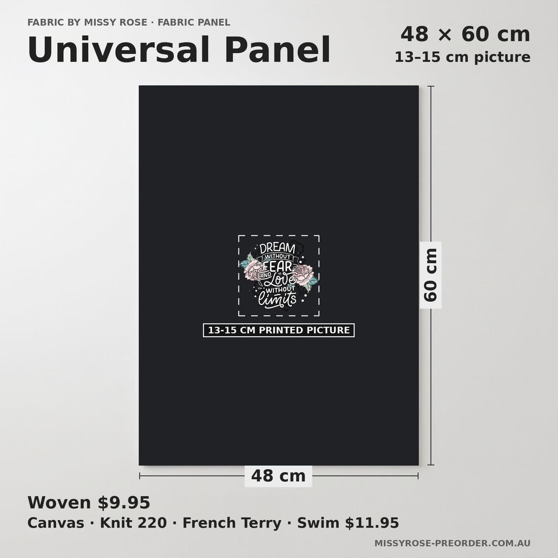 Design 583 Antique Roses Panel universal panel sizing – 13–15 cm printed picture on 48 × 60 cm fabric | Fabric by Missy Rose