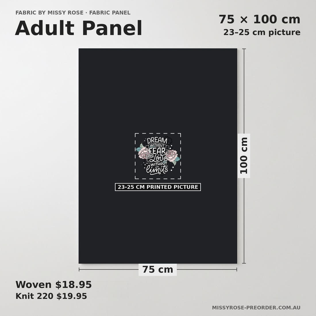 Design 583 Antique Roses Panel adult panel sizing – 23–25 cm printed picture on 75 × 100 cm fabric | Fabric by Missy Rose