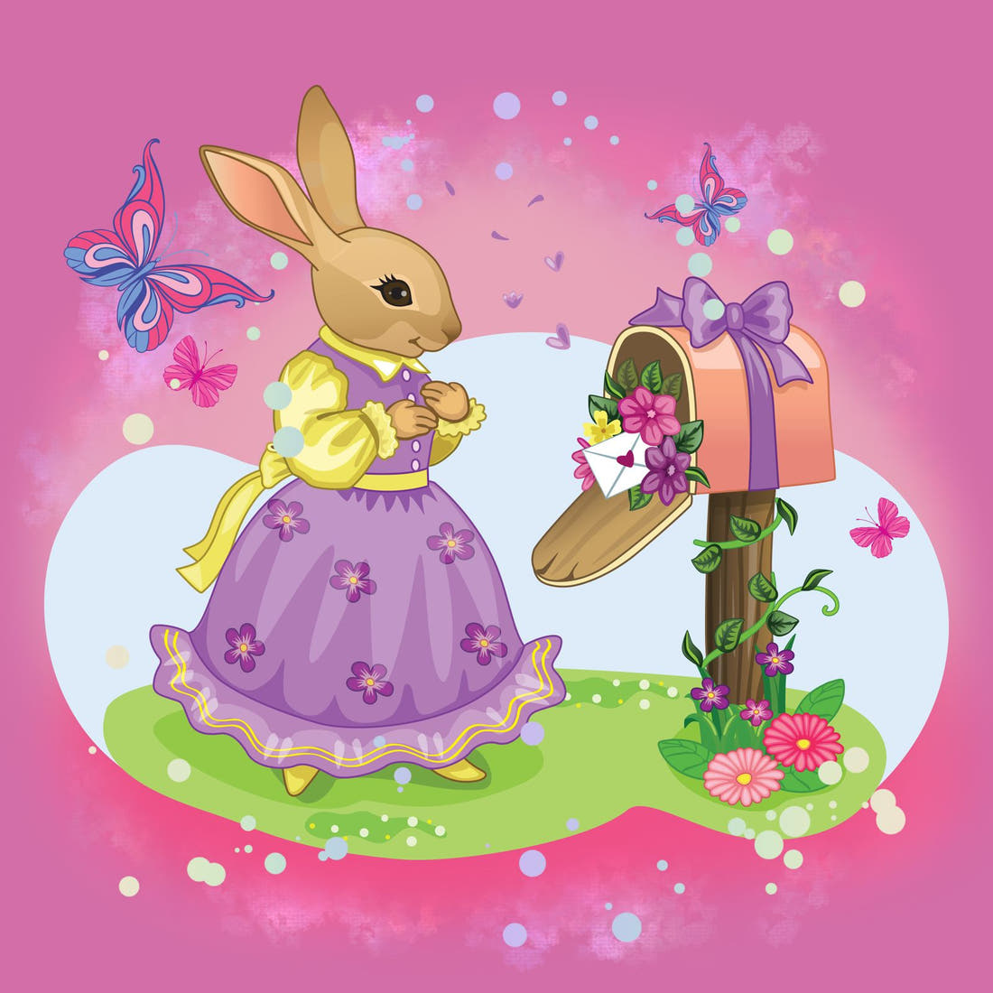 Design 584 Bunny Panel – full artwork close-up of the printed picture | Fabric by Missy Rose