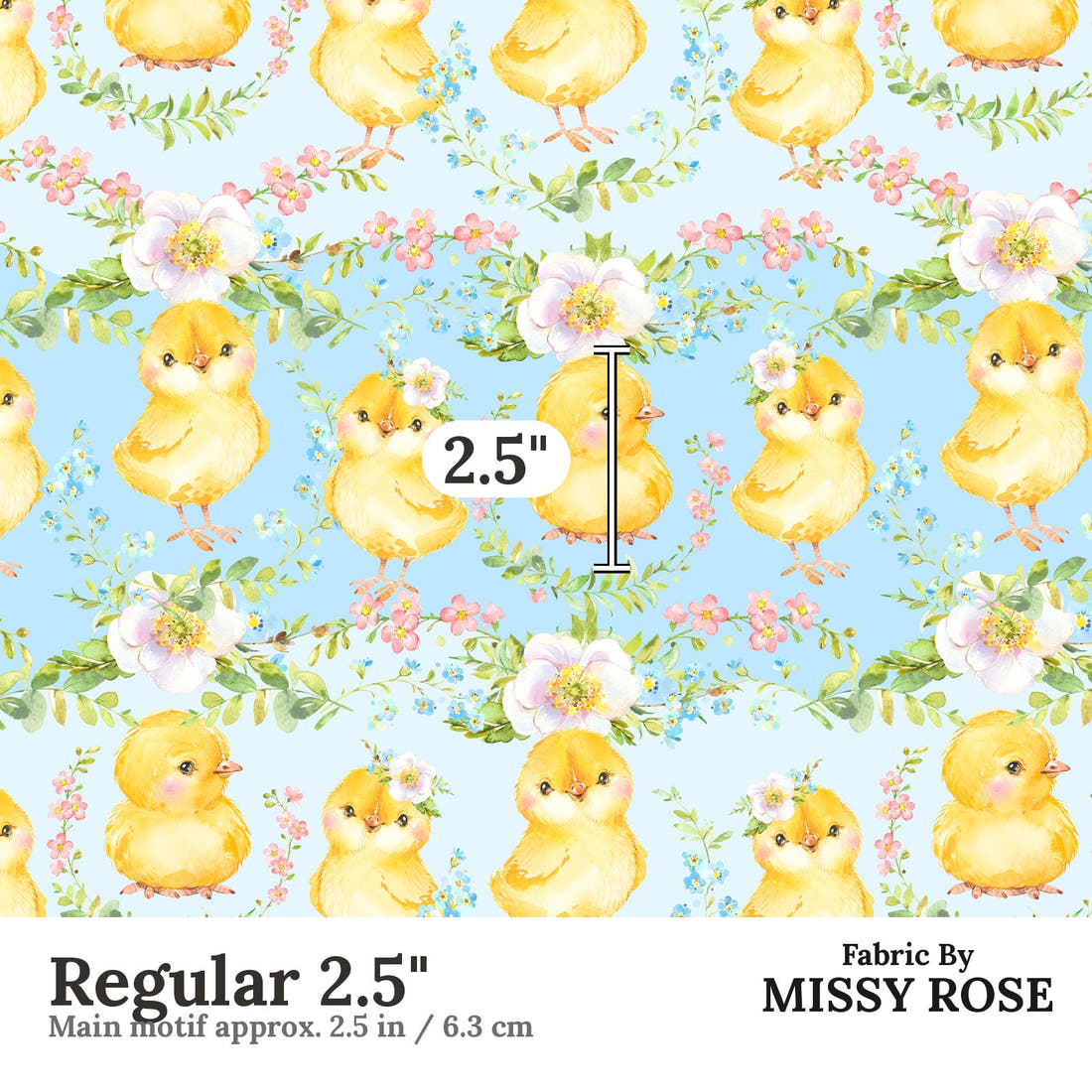 Design 585 Cute Chicken Fabric Regular 2.5" - print scale | Fabric by Missy Rose
