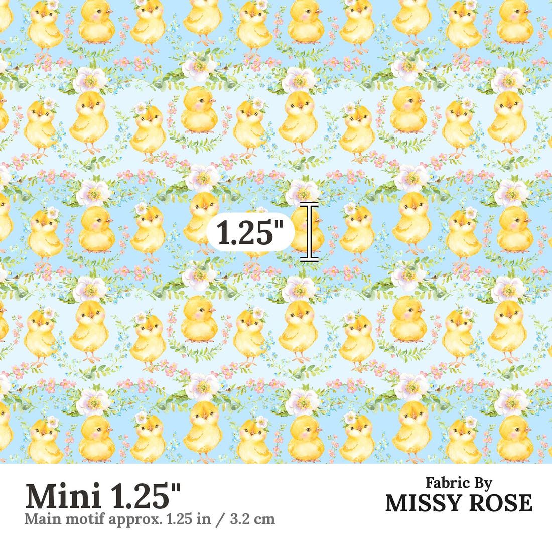 Design 585 Cute Chicken Fabric Mini 1.25" - print scale | Fabric by Missy Rose