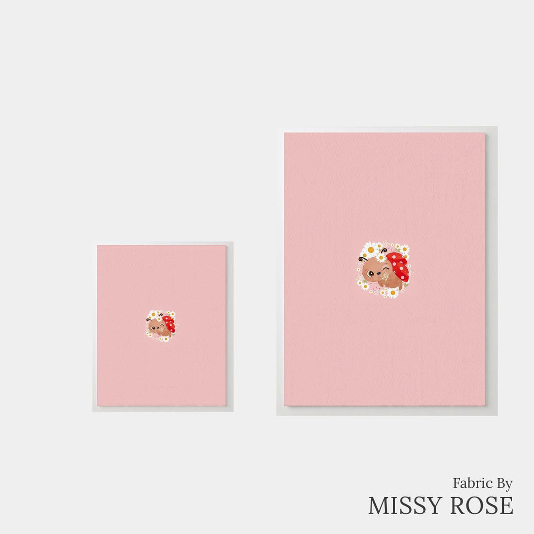 Design 586 Floral Lady Bug Panel – universal and adult panel sizes side by side | Fabric by Missy Rose