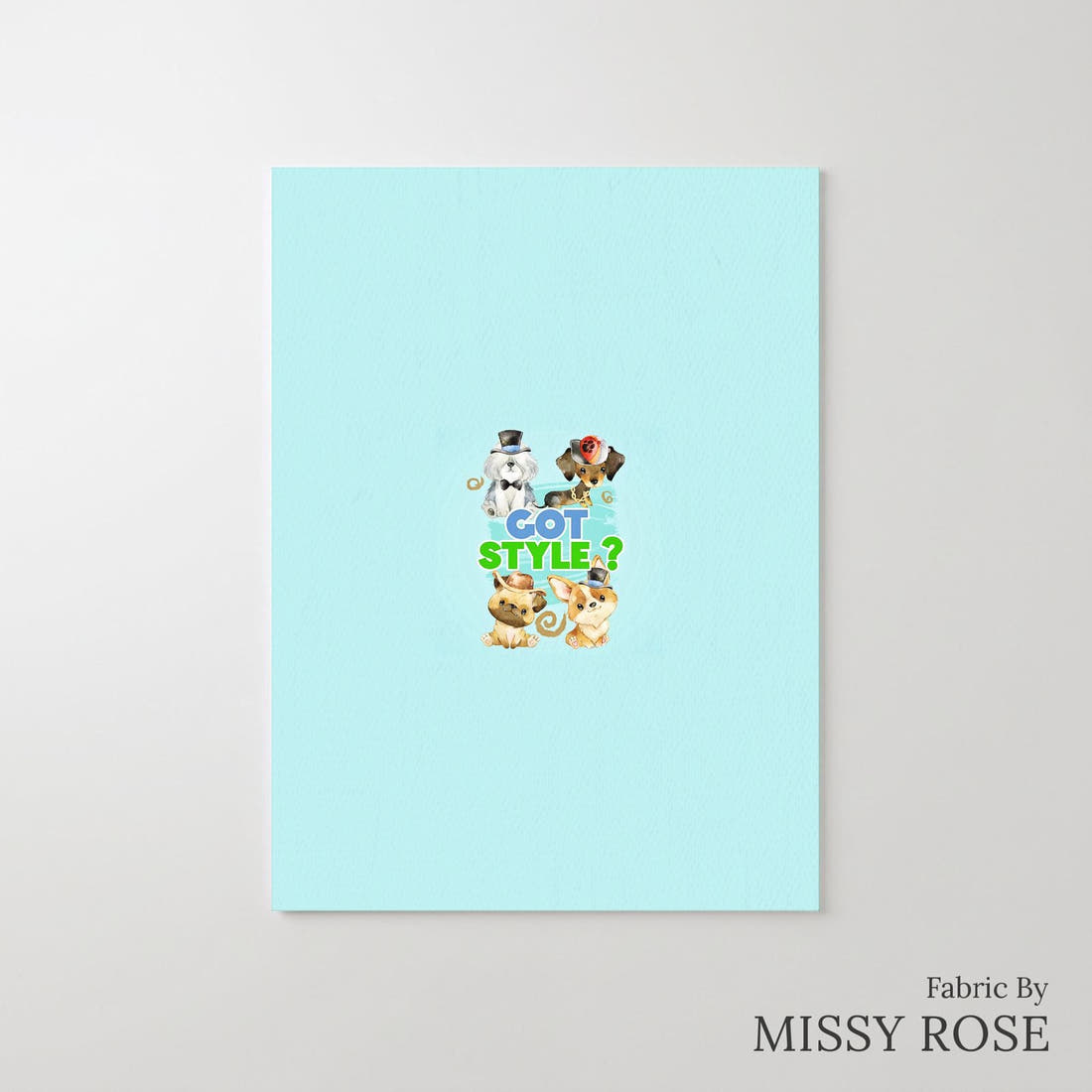 Design 587 Blue Dogs Panel – printed fabric panel with centred picture, custom printed to order | Fabric by Missy Rose