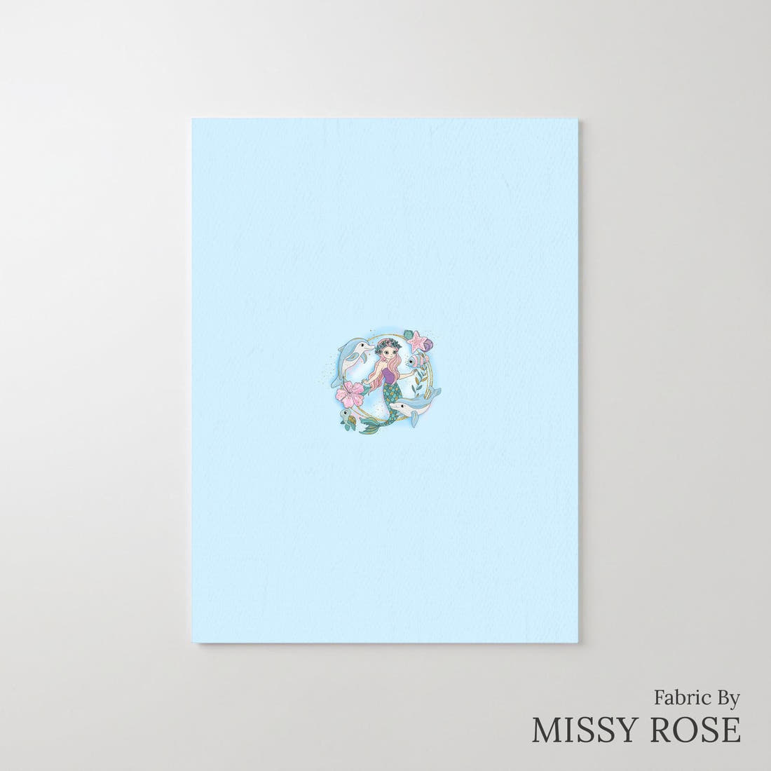 Design 588 Mermaid Dolphin Panel – printed fabric panel with centred picture, custom printed to order | Fabric by Missy Rose