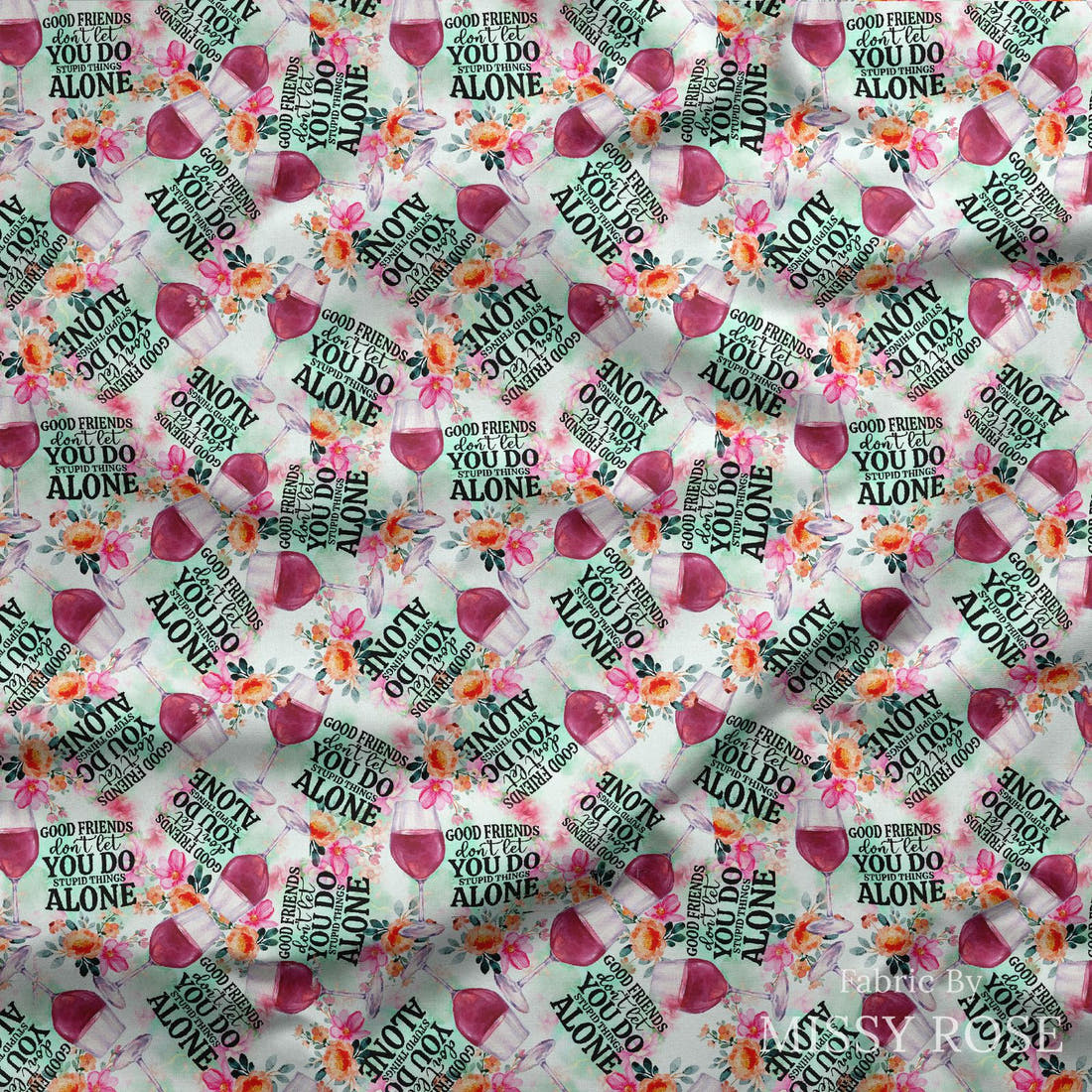 Design 59 Good Friend Fabric draped fabric mockup – custom printed fabric by the metre | Fabric by Missy Rose