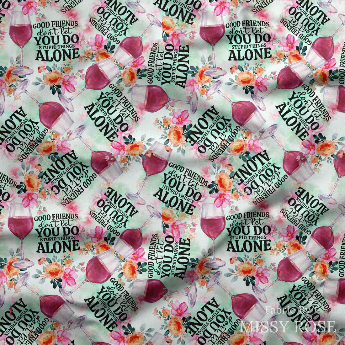 Design 59 Good Friend Fabric draped fabric mockup – custom printed fabric by the metre | Fabric by Missy Rose