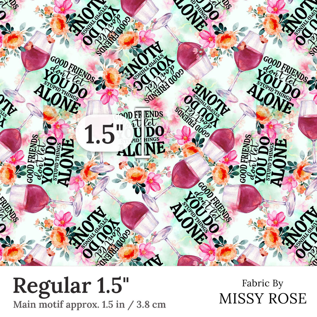 Design 59 Good Friend Fabric Regular 1.5 inch print scale guide | Fabric by Missy Rose