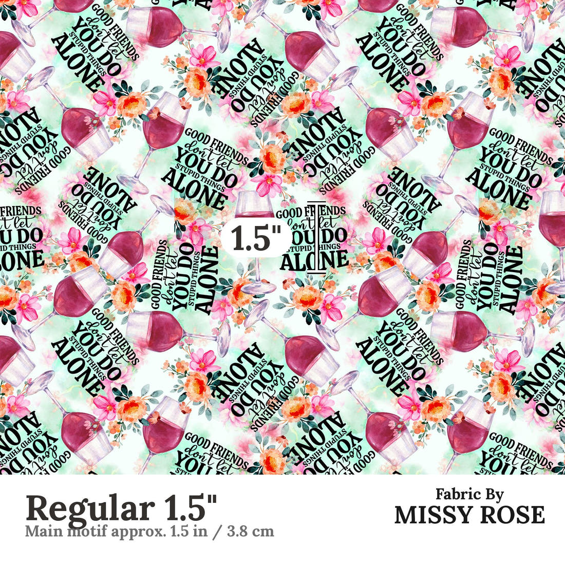 Design 59 Good Friend Fabric Regular 1.5" - print scale | Fabric by Missy Rose