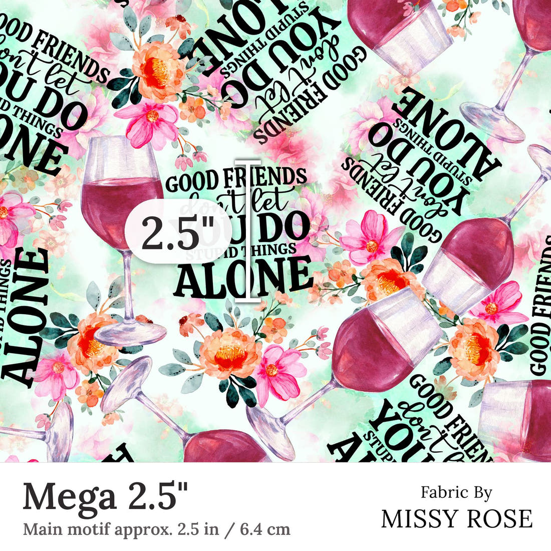 Design 59 Good Friend Fabric Mega 2.5 inch print scale guide | Fabric by Missy Rose