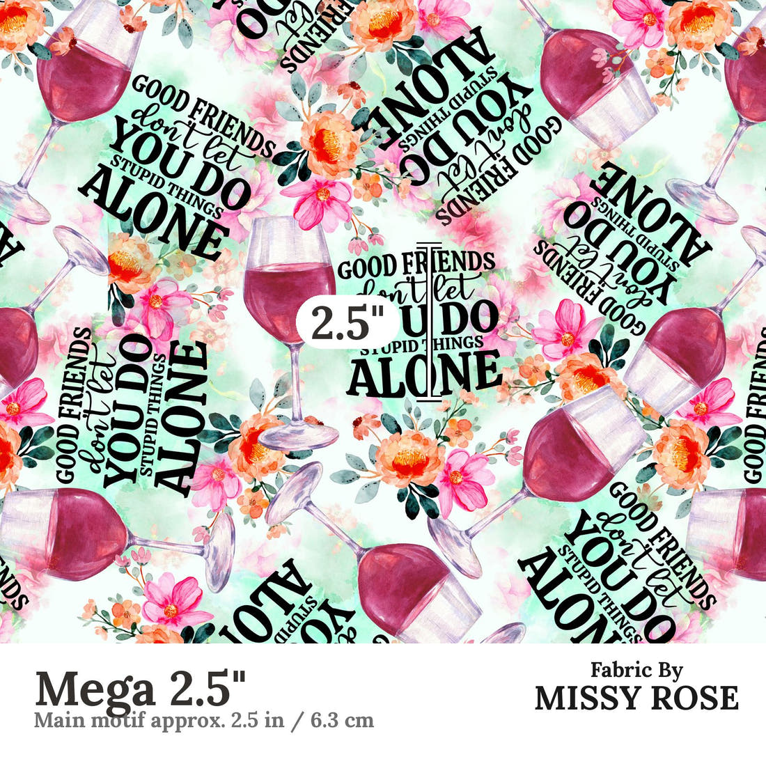 Design 59 Good Friend Fabric Mega 2.5" - print scale | Fabric by Missy Rose