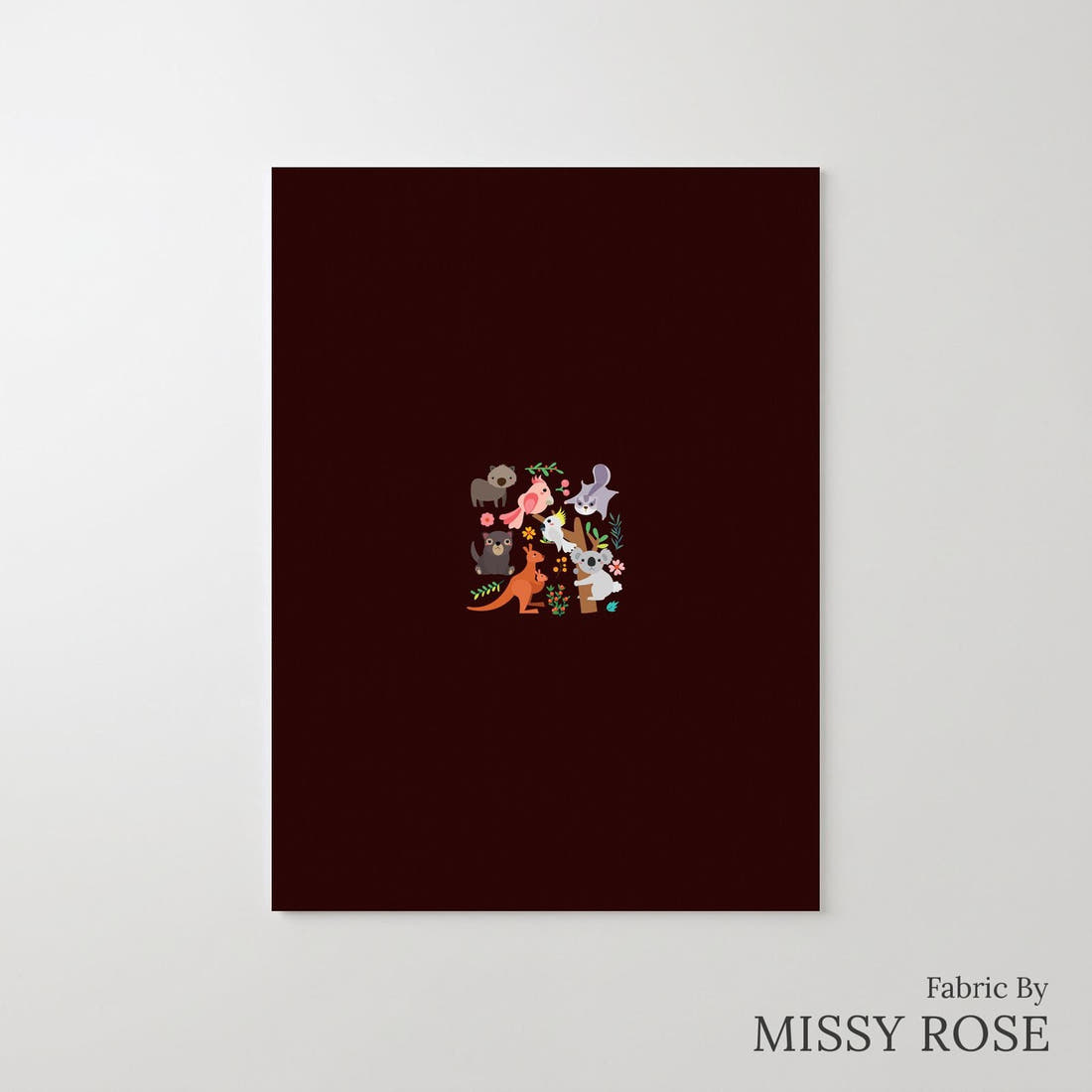 Design 590 Brown Australian Animals Panel – printed fabric panel with centred picture, custom printed to order | Fabric by Missy Rose