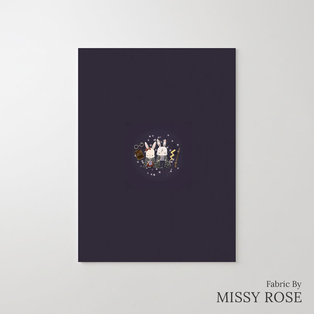 Design 591 Wizard Bunny Panel – printed fabric panel with centred picture, custom printed to order | Fabric by Missy Rose