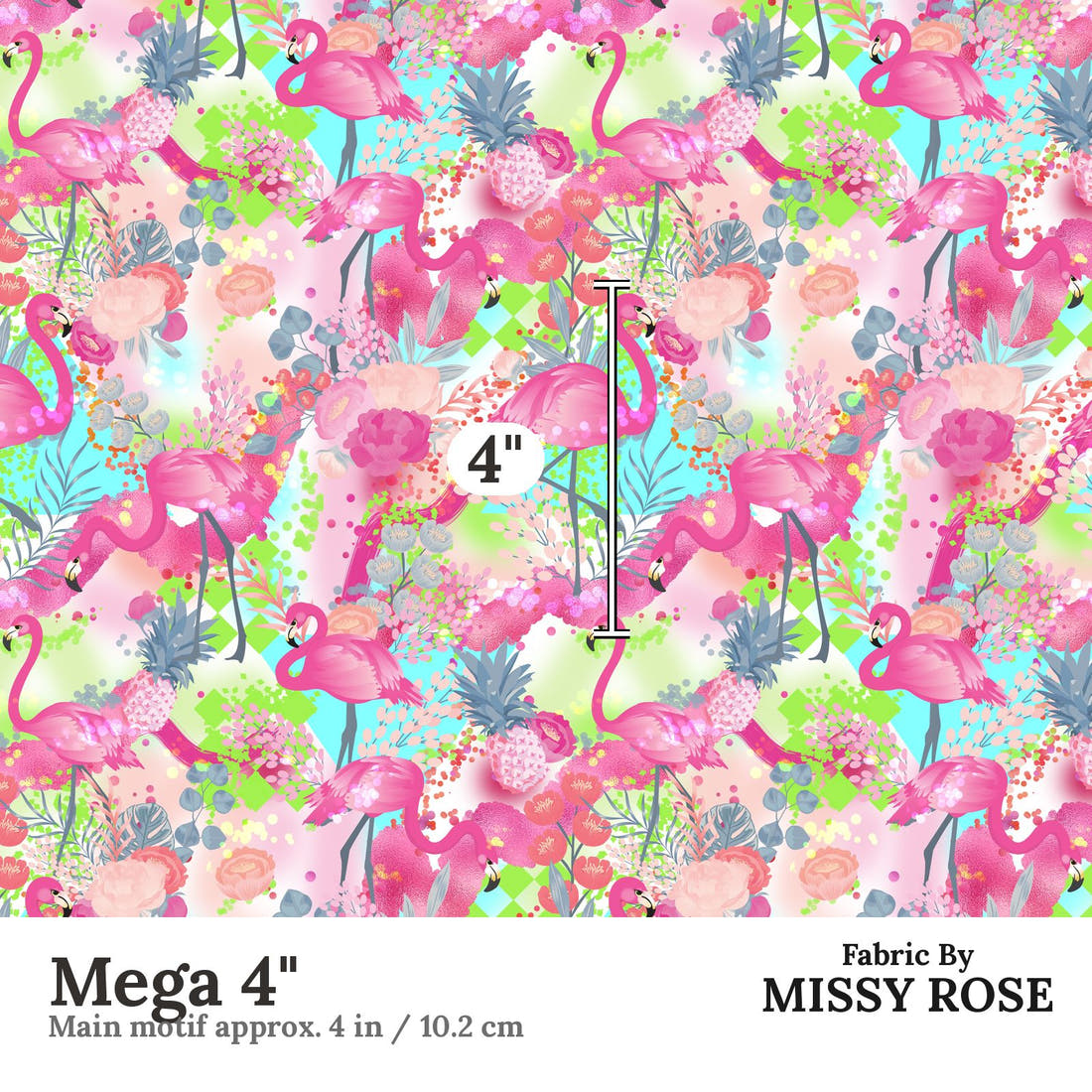 Design 592 Flamingo Fabric Mega 4" - print scale | Fabric by Missy Rose