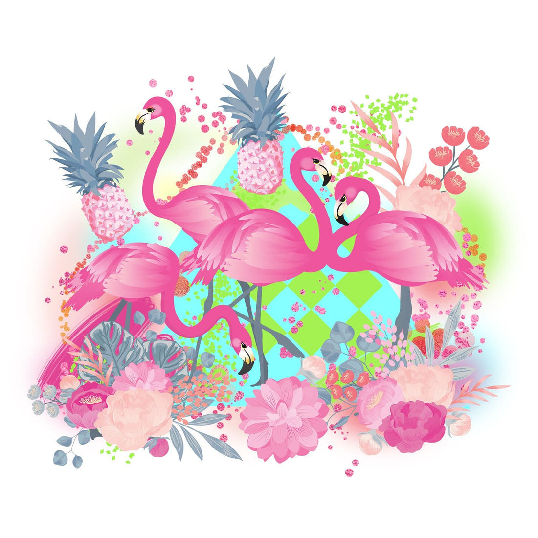 Design 592 Flamingo Panel – full artwork close-up of the printed picture | Fabric by Missy Rose