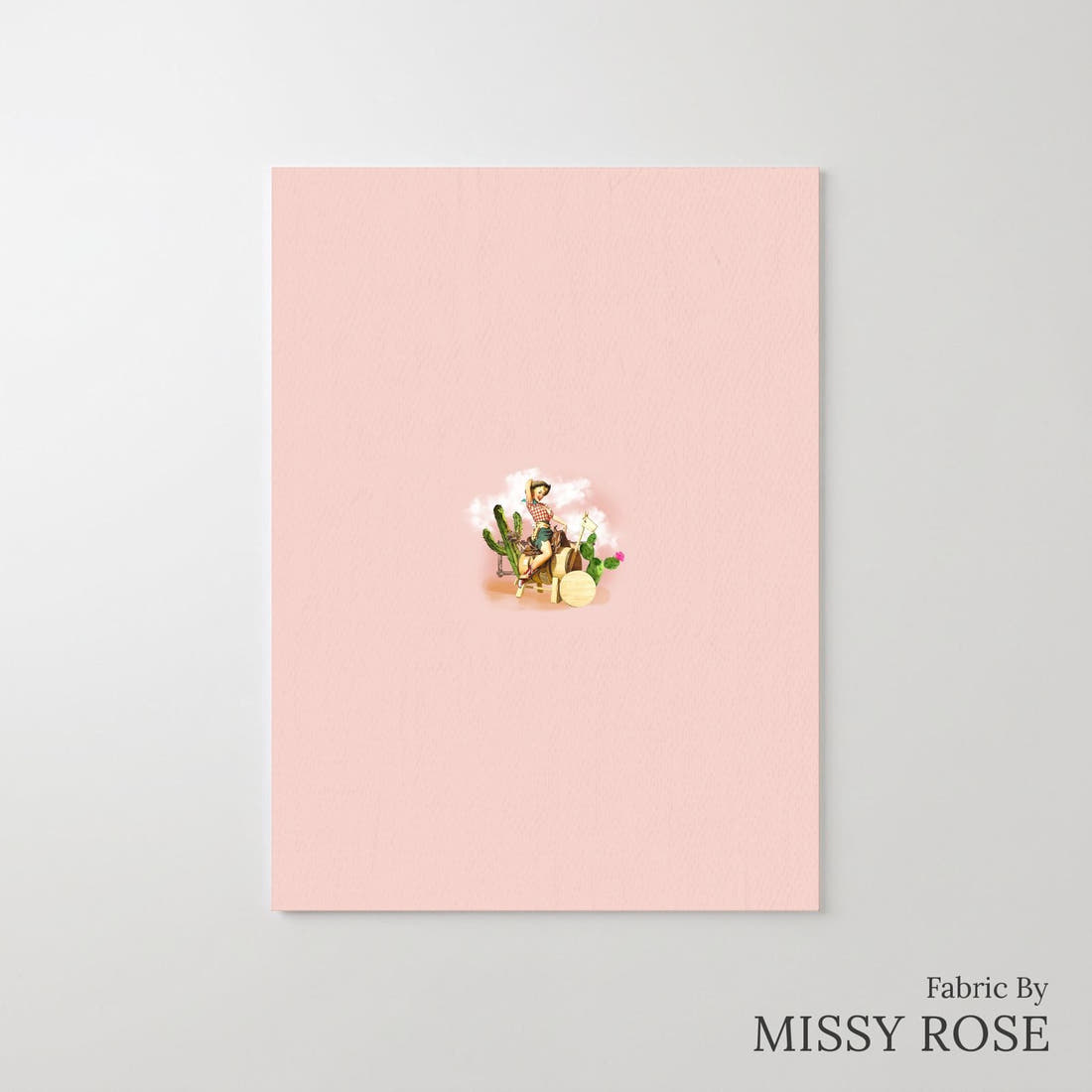 Design 594 Pinup Cowgirl Panel – printed fabric panel with centred picture, custom printed to order | Fabric by Missy Rose