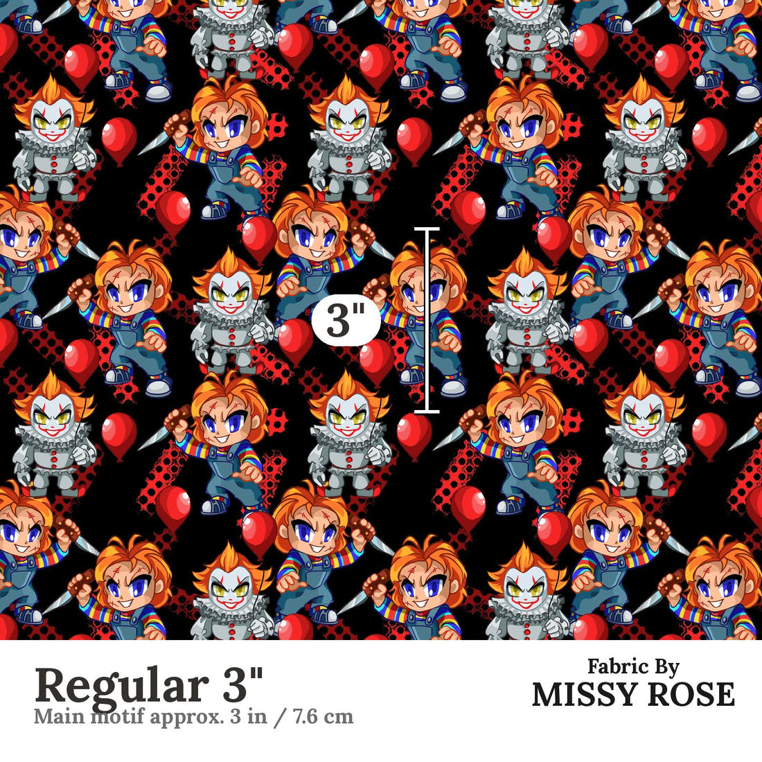 Design 595 Chucky Fabric Regular 3" - print scale | Fabric by Missy Rose