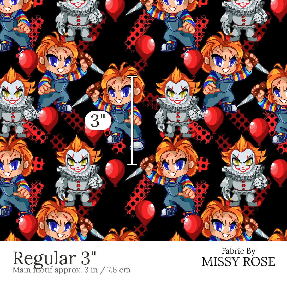 Design 595 Chucky Fabric Regular 3 inch print scale guide | Fabric by Missy Rose