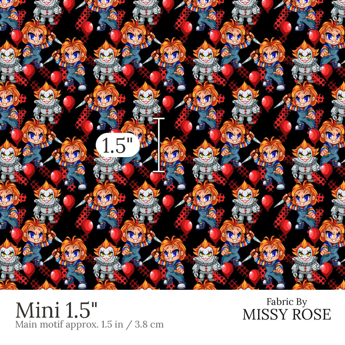 Design 595 Chucky Fabric Mini 1.5 inch print scale guide | Fabric by Missy Rose