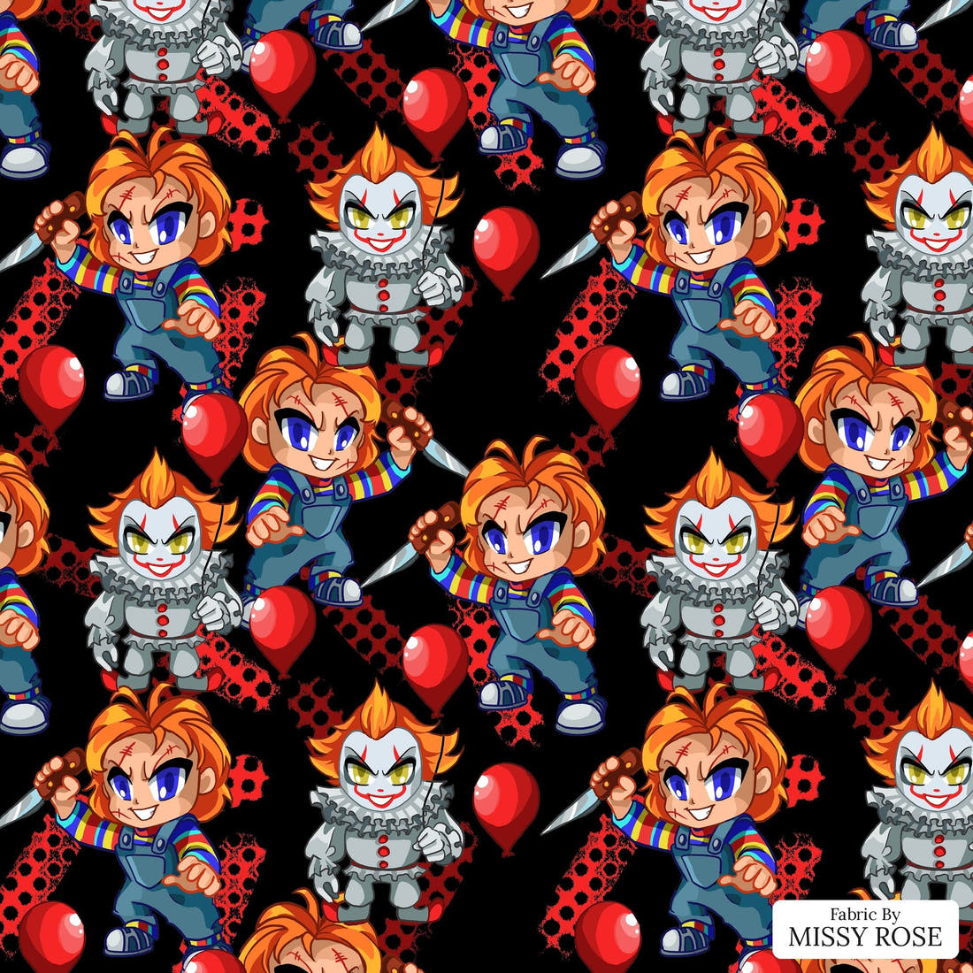 Design 595 Chucky Fabric - flat view of the print, zoom in for detail | Fabric by Missy Rose