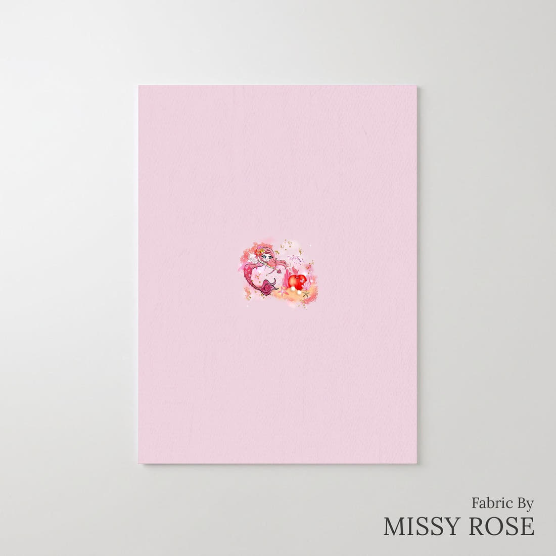 Design 596 Valentines Mermaid Panel – printed fabric panel with centred picture, custom printed to order | Fabric by Missy Rose