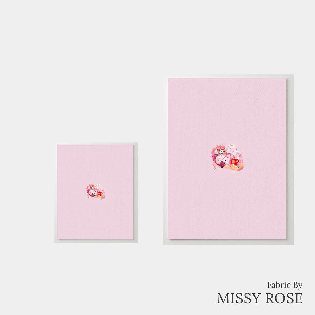 Design 596 Valentines Mermaid Panel – universal and adult panel sizes side by side | Fabric by Missy Rose