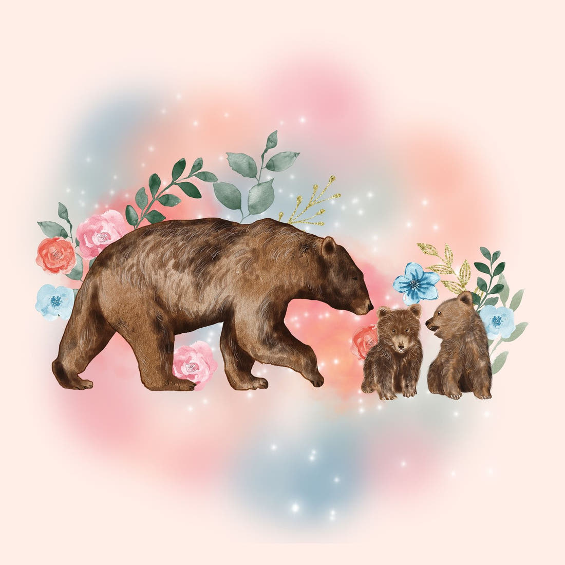 Design 598 Sweet Bear Panel – full artwork close-up of the printed picture | Fabric by Missy Rose