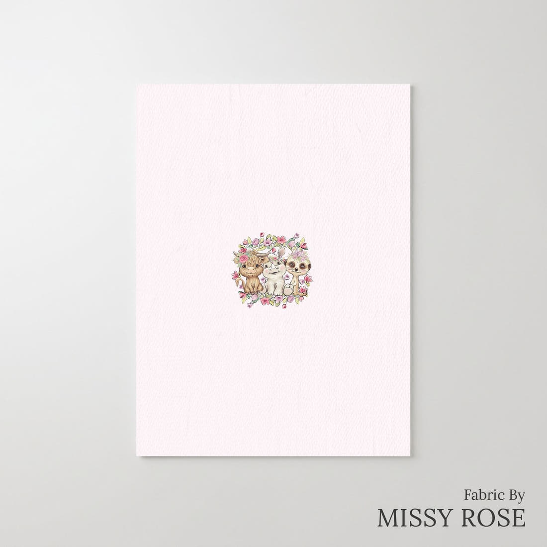 Design 6 Pink African Animals Panel – printed fabric panel with centred picture, custom printed to order | Fabric by Missy Rose