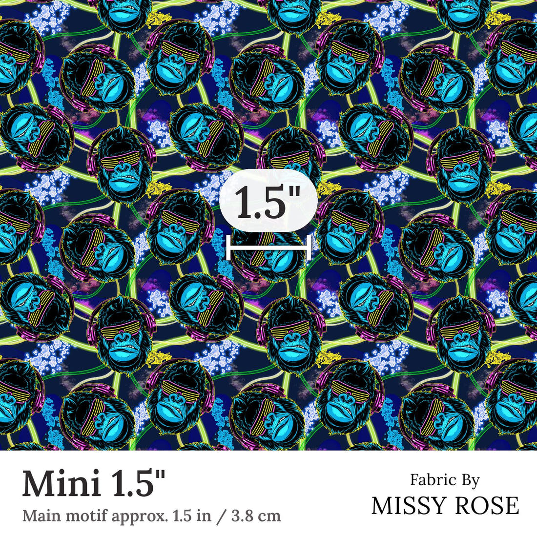 Design 60 Gorilla Fabric Mini 1.5 inch print scale guide | Fabric by Missy Rose