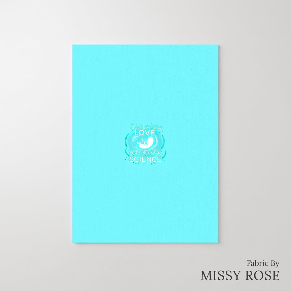 Design 601 Teal IVF Panel – printed fabric panel with centred picture, custom printed to order | Fabric by Missy Rose